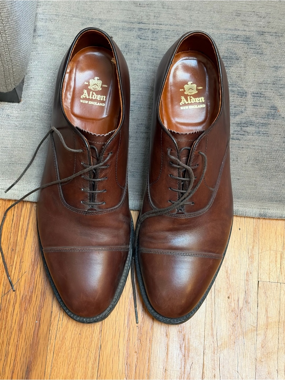 Alden Men's 920 - Cap Toe Bal in Brown Calfskin size 11.5 B/D